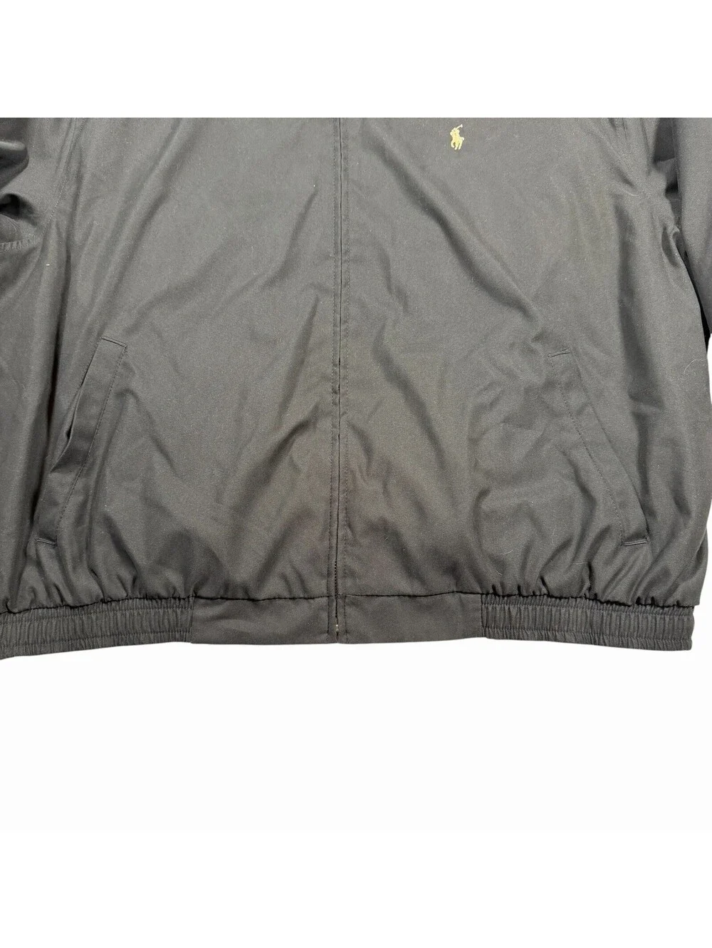 Polo by Ralph Lauren Men's Black Windbreaker Jacket with Plaid Lining, Size XXL